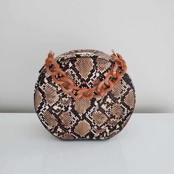 Snake Print Circle Crossbody Purse - Picture 8 of 8